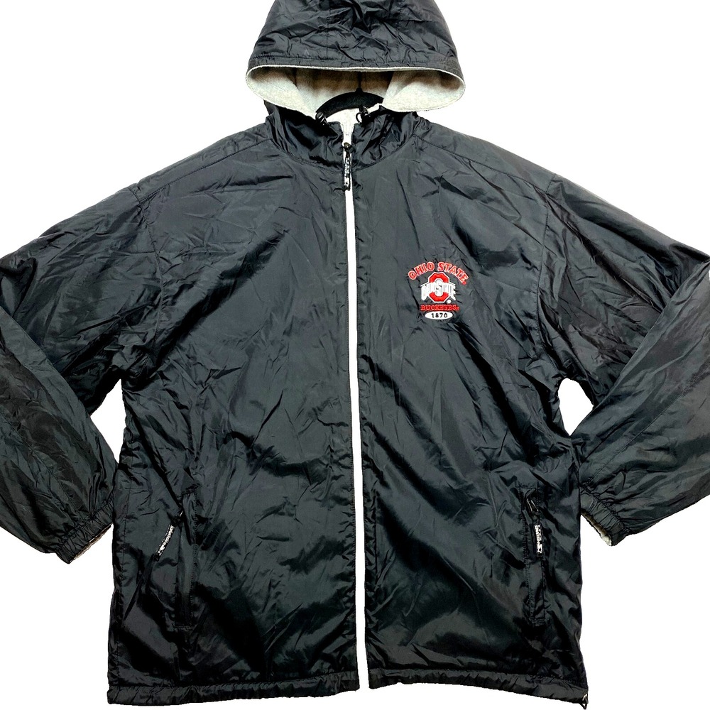 Vintage Starter Ohio State Buckeyes Reversible Jacket Men's L Black Gray Hooded